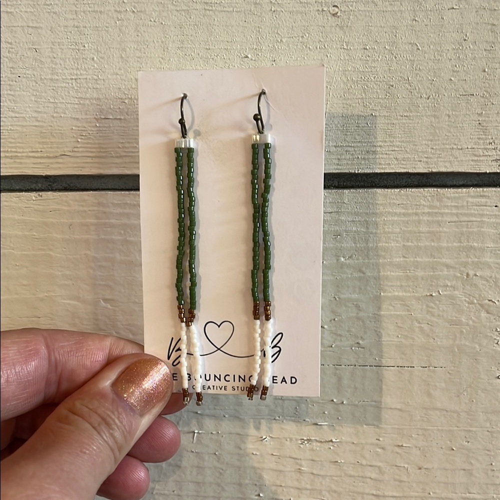 Elegant Green Beaded Earrings
